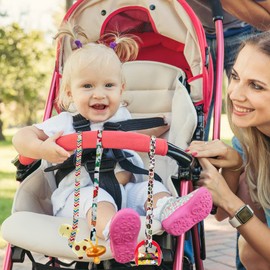 SwirlColor Baby Toy Straps for Pushchair, 6 Styles Adjustable Cute Practical Stroller Straps Pram Toy Strap for Baby Strollers Cribs High Chairs Toys Baby Bottles