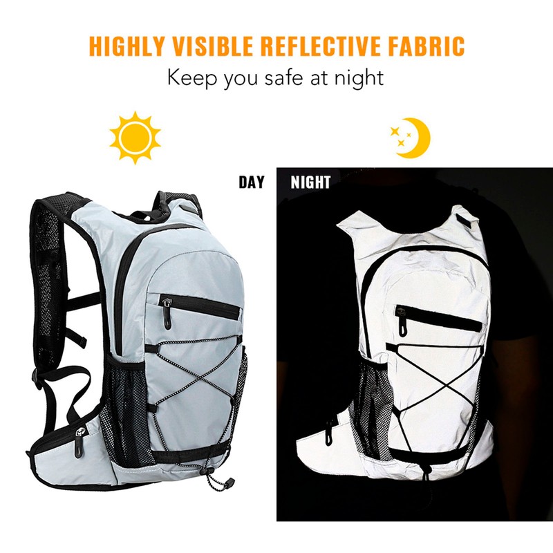 8L High Visibility Reflective Cycle Hydration Backpack Outdoor Sports Running
