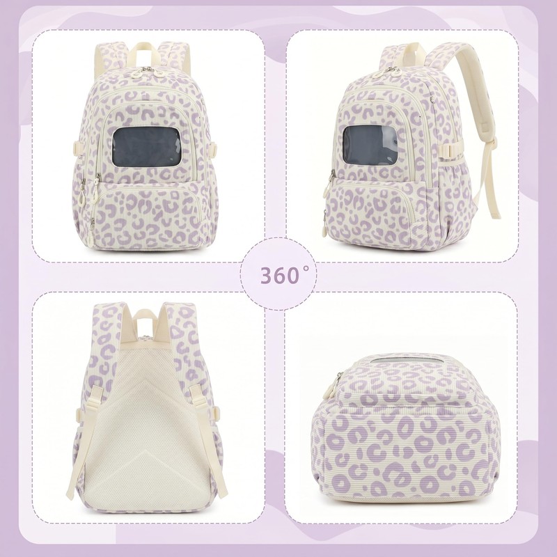 Lreneilu 3PCS Corduroy School Backpack for Teen Girls Kids, Bookbag