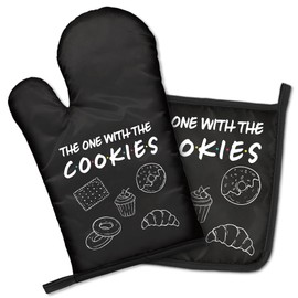 GEYGIE The One With The Cookies Funny Oven Mitts and Pot Holders Set, Ideal Kitchen Gadgets for Cookie Lovers, Birthday Gifts for Dessert Lovers Friends, Gifts for Chef Friends Baking Lovers Men Women