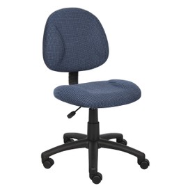 Boss Office Products Perfect Posture Delux Fabric Task Chair without Arms in Blue
