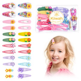 24pcs Girls Snap Hair Clips, Non-Slip Kids Hair Barrettes Colourful Hair Clips Baby Girls Hair Accessories for Girls Toddlers