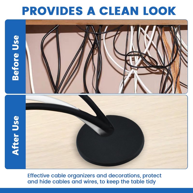 SDTC Tech 3-Pack 1 inch Desk Hole Wire Grommet Black