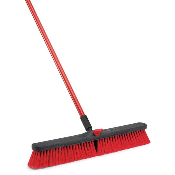 Libman Commercial 805 Multi-Surface Push Broom, 64" Length, 24" Width, Black/Red (Pack of 4)