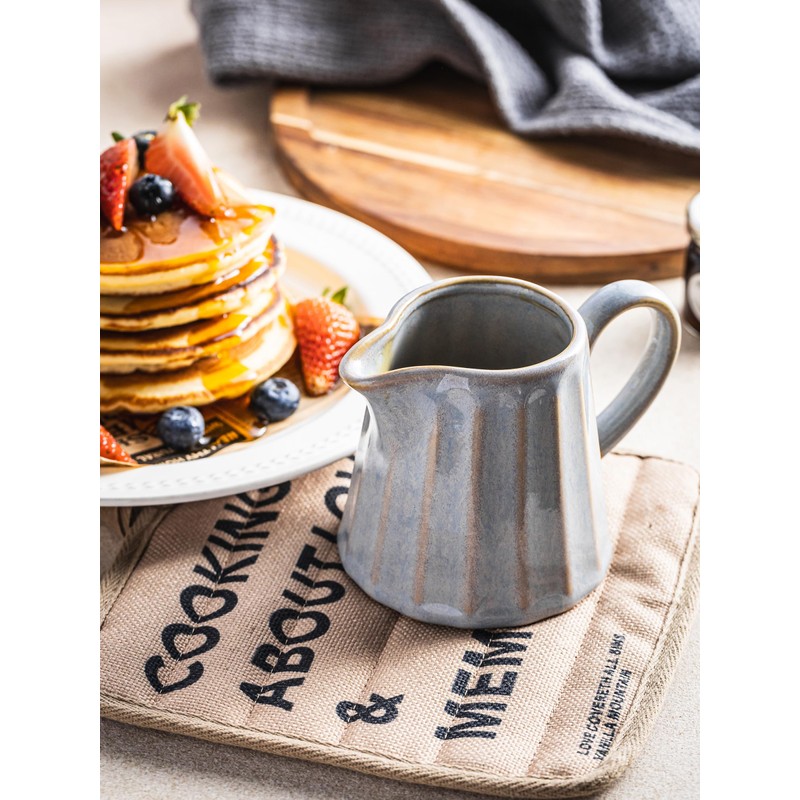 YHOJOY Ceramic Creamer Pitcher,Creamer Container with Handle, 10 OZ Small