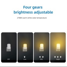 Led Night Light Plug into Wall, 4 Modes Brightness Adjustable, 2700K Warm White Motion Sensor Dusk to Dawn, Indoor Light for Bedroom Living Room Stair and Hallway.