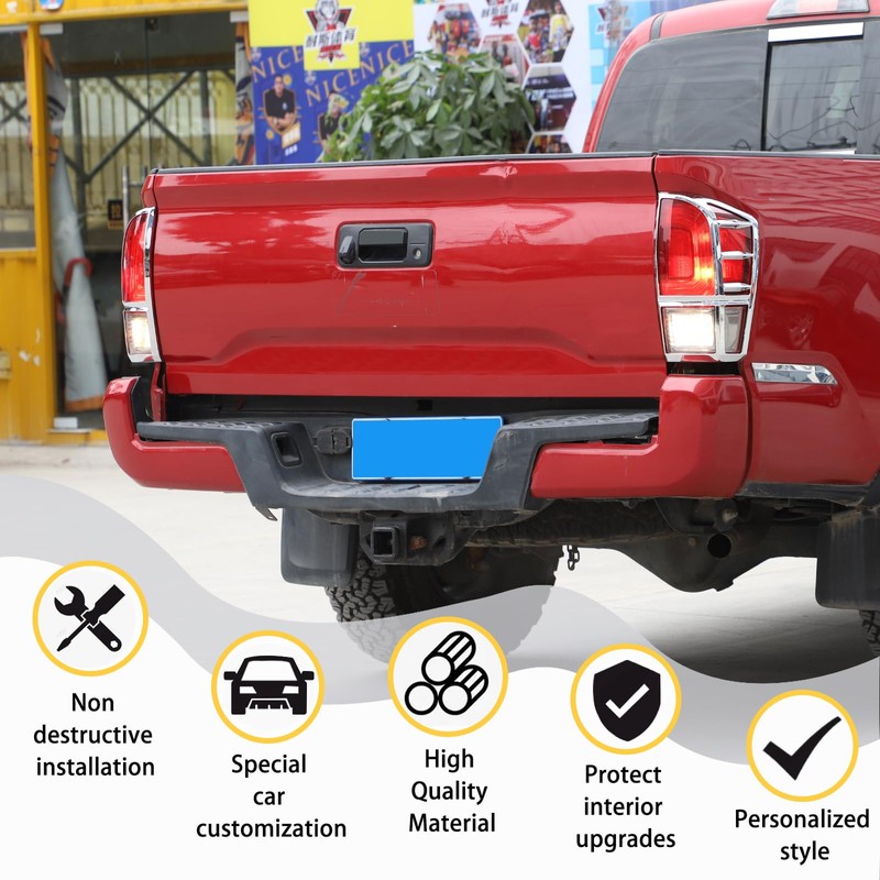 Tail Light Guard Covers Compatible with Toyota Tacoma 2016-2023, Rear