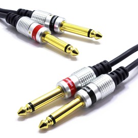 VITALCO 2x 6.3 mm Jack to 2x 6.3 Mono Jack Cable 3 m Double Jack TS Male Stereo Audio Cable