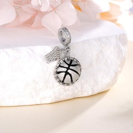 Basketball Hoop Sports Charms for Bracelets 925 Sterling Silver Basketball Jewelry Sports Charms Jewelry Gifts for Women Men