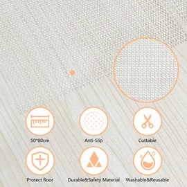 2 Pcs Anti-Slip Rug Underlay,50 * 80 CM Non-Slip Rug Mat Liner for Wooden Floors,Carpeted and Hard Floors Cuttable PVC Rug Grippers for Laminate Floor & More