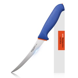 BOLEXINO 6 Inch Boning Knife, Flexible Curved Blade Processing Knife, Super Sharp Fillet Knife, German Stainless Steel Chef Knife W/Non-slip Softgrip for Kitchen Home Restaurant (Blue)
