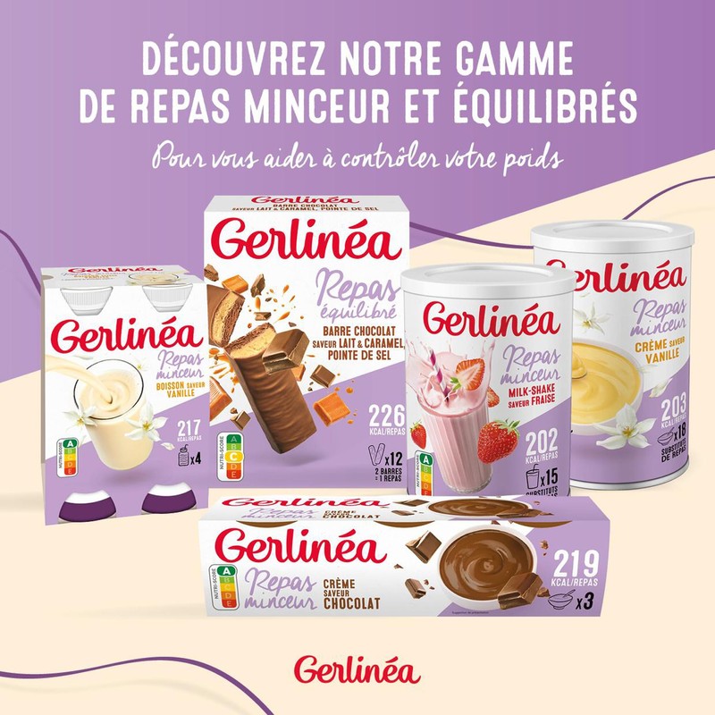 Gerlinéa Drink Milkshake Strawberry Flavour - Protein Rich Meal -