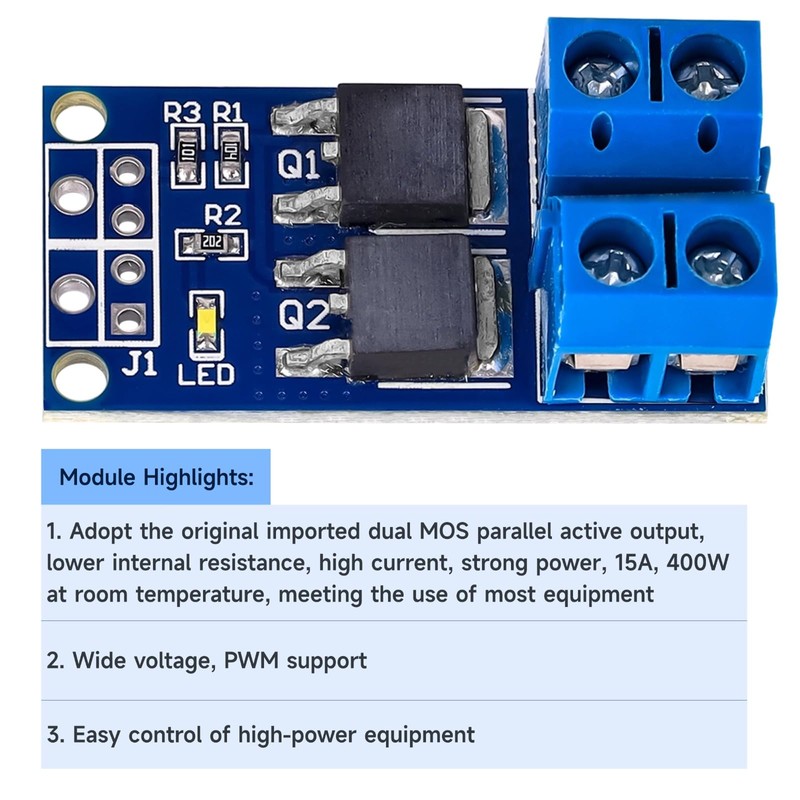 Mosfet 5PCS DC 400W 5V-36V Dual Mosfet High-Power Motor Controller