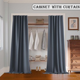 Room Divider Curtains with Ceiling Track, 95% Blackout Heavy Track Ceiling Curtains Noise Reduction Privacy Curtain Track System Kits, 15 ft Wide x 7 ft Tall, Dark Grey, 1 Panel
