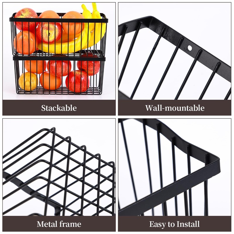 LecuSyn 2 Pcs Fruit Basket Wire Baskets, Fruit and Veggie