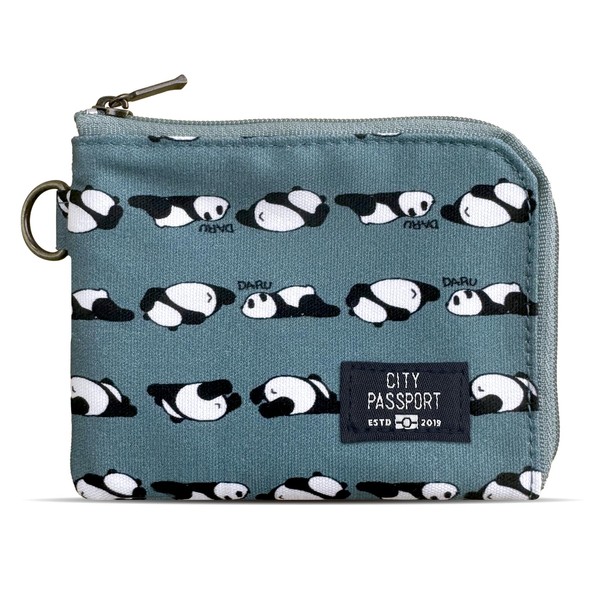 Wallet Small Pass Case Coin Case Panda Pattern CITYPASSPORT, green