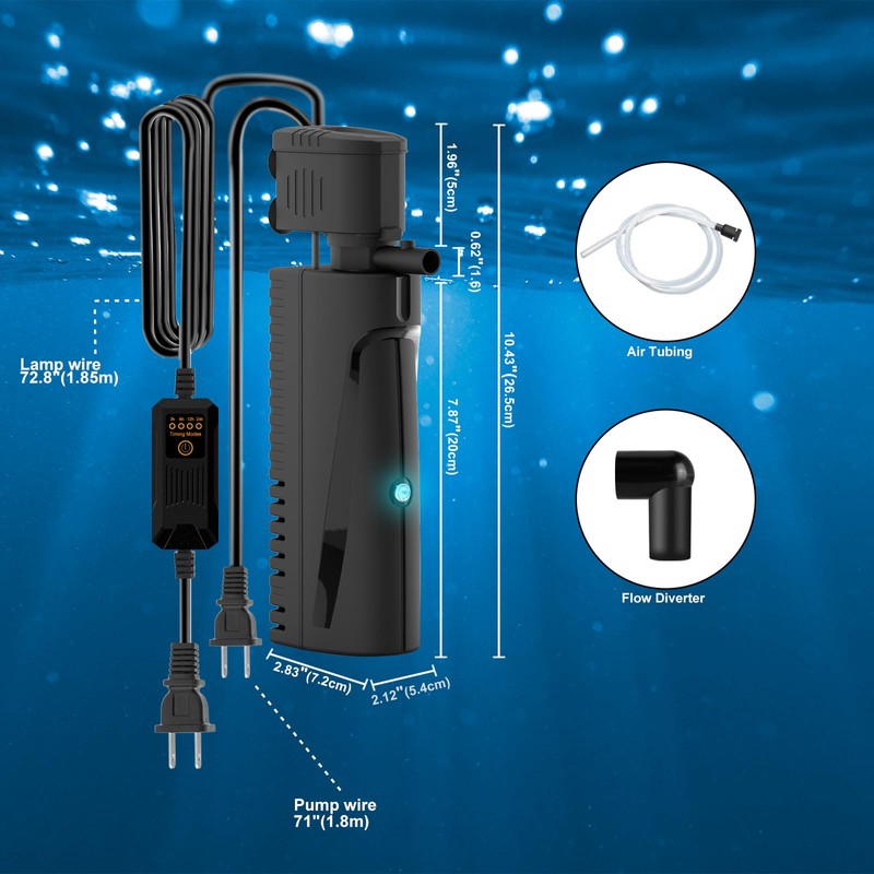 AquaMiracle Aquarium Filter with U - V Light & Pre-Filter