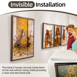 French Cleat Picture Hanger 41 Inch, Heavy Duty Z Clips Hangers, Metal Z Brackets for Mounting Picture, Mirror, Headboard, Whiteboard, Cabinet, Panel, Shelf, Cleat Picture Hanging Kit with Hardware