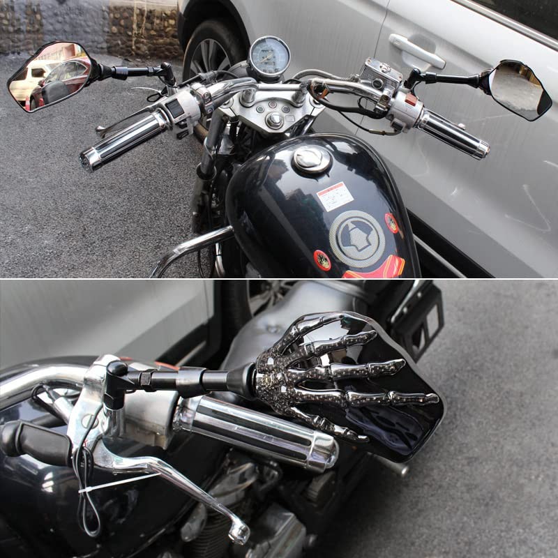 Heart Horse Motorcycle Mirrors Rear View Mirrors,Elctric bright Skull Skeleton