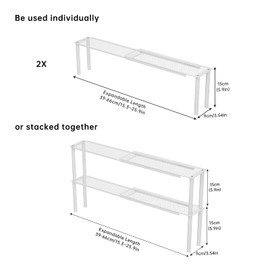 WOCHUANGSI Expandable Window Shelf for Plants Kitchen Sink Organizer Stackable Narrow Shelves Kitchen Countertop Holder Mesh Design (2, White)