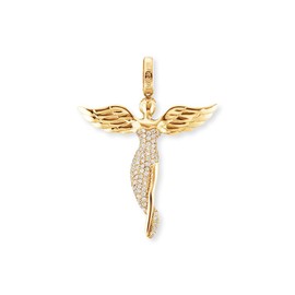 Engelsrufer Women's Angel Pendant 925 Sterling Silver White Zirconia, Yellow Gold Silver