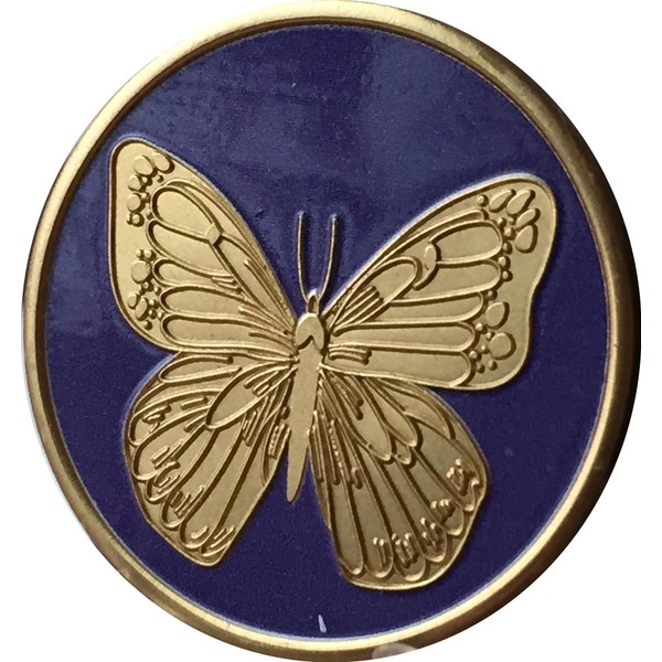 Wendells Purple Bronze Butterfly Medallion Chip With Serenity Prayer On The Back