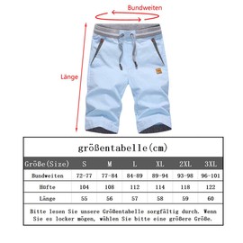 JustSun Men's Chino Shorts, Summer Bermudas, Cotton, with Drawstring - sky blue, size: xl
