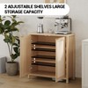 GarveeHome Freestanding Rattan Storage Cabinet with Doors & Adjustable Shelves,