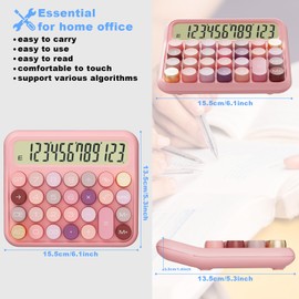 Mechanical Calculator 12 Digit Extra Large 5-Inch LCD Display, DECKLIT Battery Desk Calculator, Big Buttons Easy to Press Use as Office Calculators Desktop, 15°Tilt Screen for Kids Calculator(Rose)