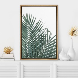 SIGNWIN Framed Canvas Print Wall Art Tropical Jungle Leaf Collage Nature Wilderness Digital Art Modern Art Decorative Minimal Rustic Colorful Zen for Living Room, Bedroom, Office - 16"x24" Natural