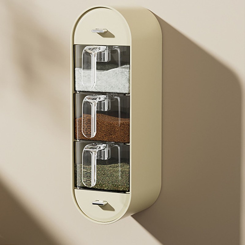 Wall Mounted Spice Box Plastic Punch Free Easy To Clean