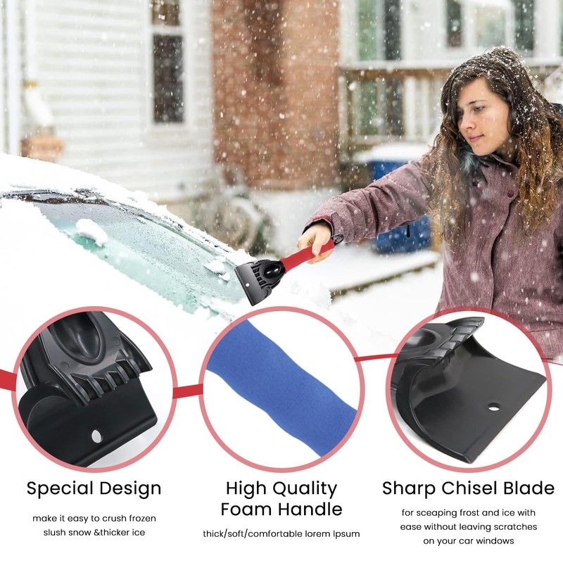 VidFair 2 Pack Car Ice Scraper Efficency and Non Scratch