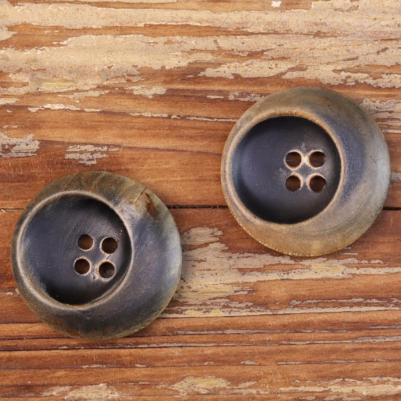 20/25mm Blackened Horn Buttons - Crescent Moon Buttons for Suede