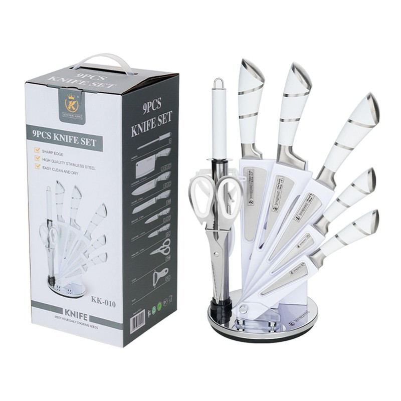 Kitchen Knife Set, 9-Piece White Kitchen Knife Set with Acrylic