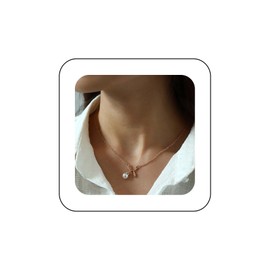 Cimenexe Bohemian Pearl Flower Choker Necklace Gold Rose Flower Pendant Necklace Round Pearl Collar Necklace Minimalist Pearl Necklace Jewelry for Women Gifts