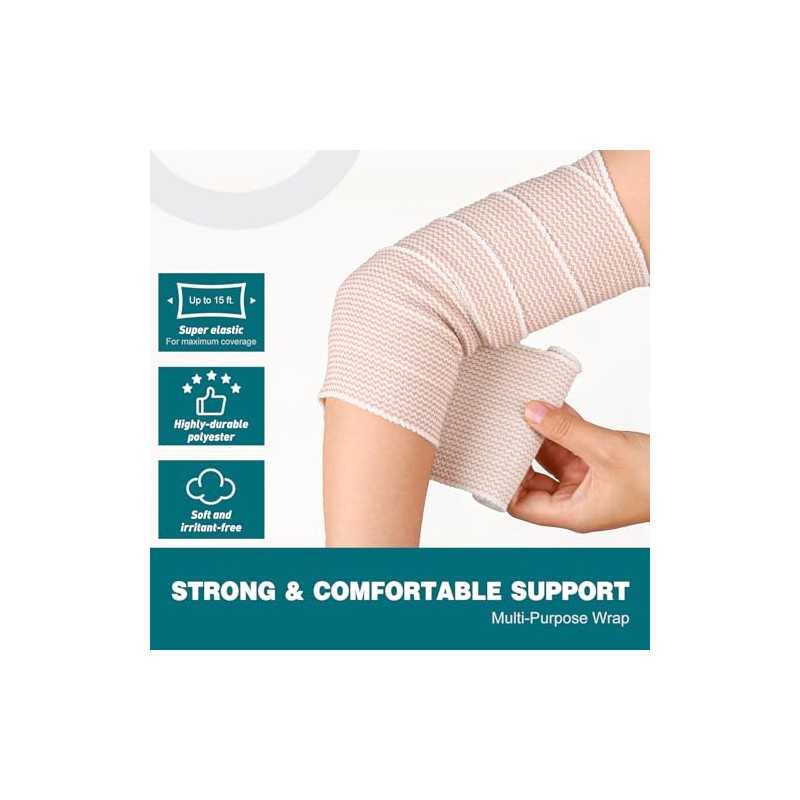 AZEN Premium 2 Pack Elastic Bandage Wrap 4 Inch, Compression