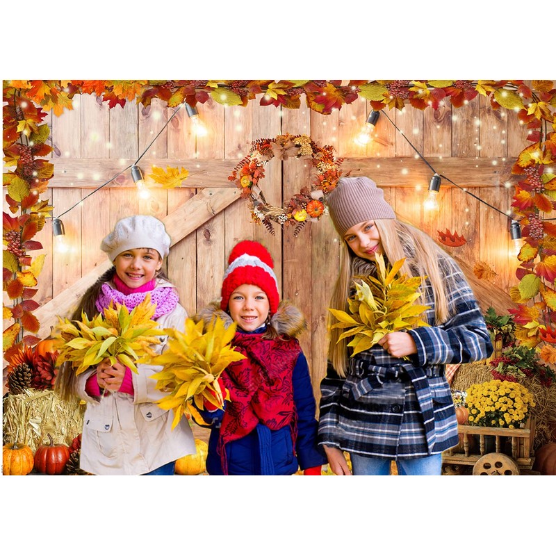 CHAIYA 7x5ft Thanksgiving Photography Backdrop Autumn Harvest Backdrop Thanksgiving Barn