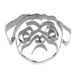 Staedter Embossing Pug Face Cookie Cutter, Silver