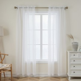 Demetex White Net Curtains 72 Drop 2 Panels Voile Window Curtains Rod Pocket Sheer Curtains for Valentines Day Office Lounge Bedroom Decorations, Set of 2, 137 x 183 cm, White