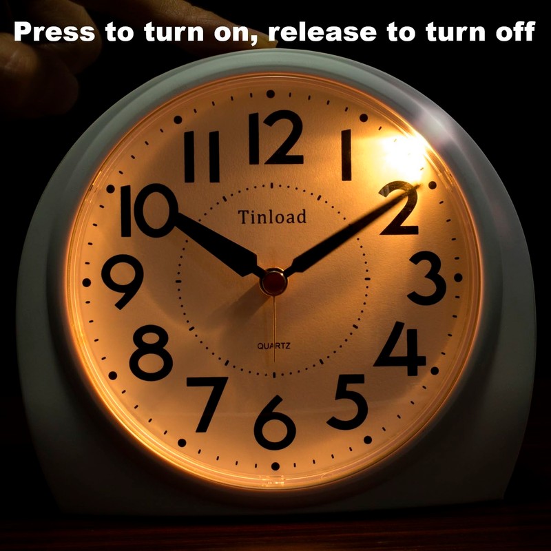 5.5" Large Analog Alarm Clock Silent Non Ticking, Gentle Wake,