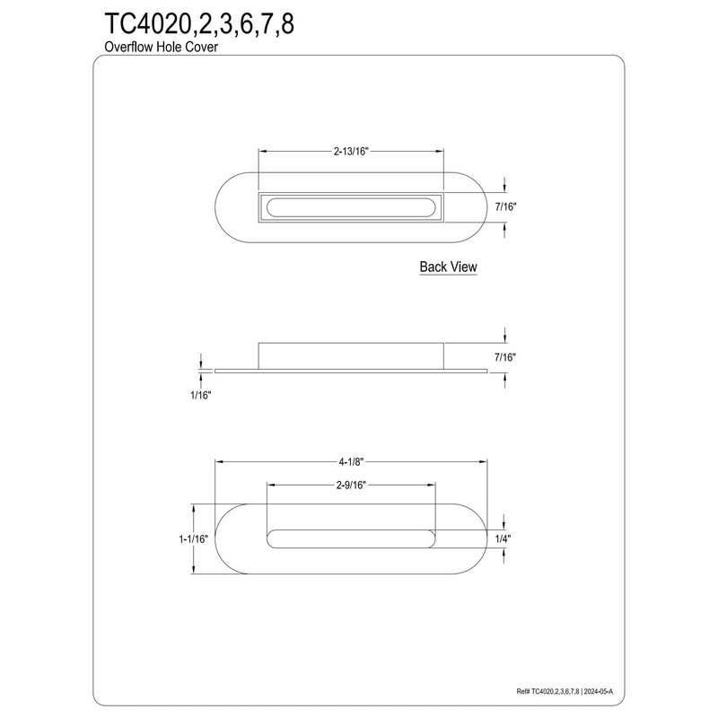 Kingston Brass TC4020 Made to Match Bathtub Overflow Hole Cover,