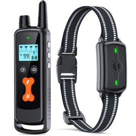 Dog Training Collar, Dog Shock Collar with Remote Control, Electric Shock Collar with 4 Training Modes, IP68 Waterproof Rechargeable e Collar for Large Medium Dogs with Beep Shock and Security Lock