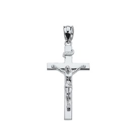 Religious Jewelry .925 Sterling Silver 1-1/4 INRI Crucifix Cross Pendant Charm