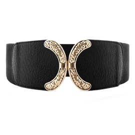 VOCHIC Wide Belt for Womens Ladies Elastic Stretch Interlock Buckle Thick Waist Band for Dress