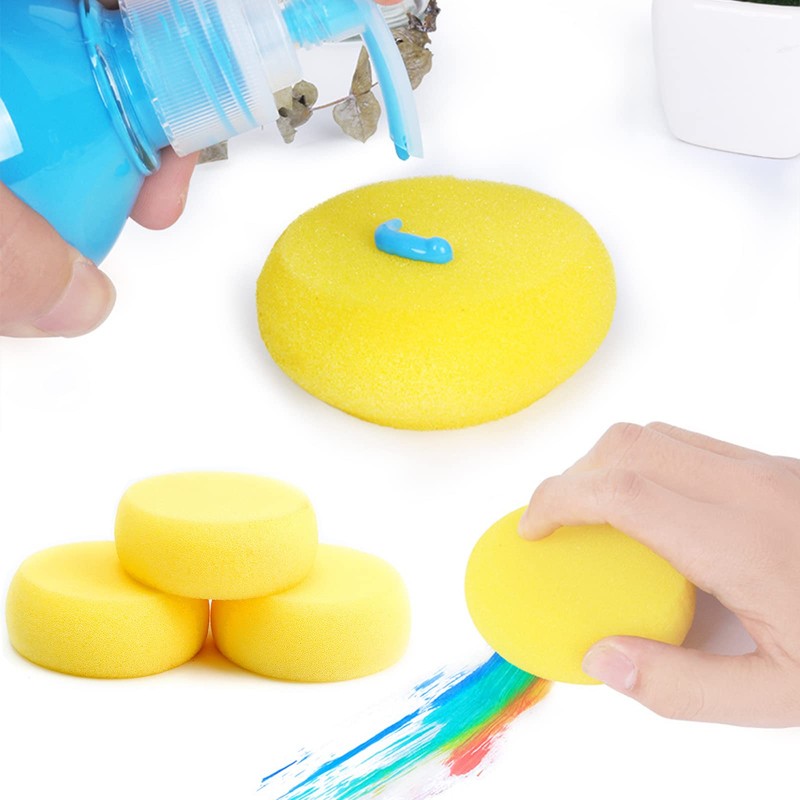 4 Pcs Round Painting Sponge WAFJAMF 2.96inch Yellow Craft Sponges