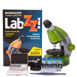 Levenhuk LabZZ M101 Lime 640x Portable Microscope Science Kit for Children with LED Light, Kids Beginner Educational STEM Toys Set, Prepared Sample Slides, and Illustarted Experiment Guide (EN)