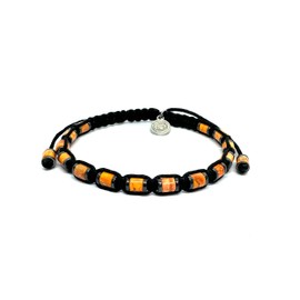 OCHRANA Pulsera ajustable de jaspe naranja con hematita de macrame de 4mm