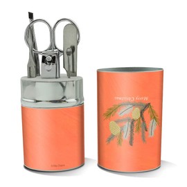 Merry Christmas Pinecones Stainless Steel Manicure Pedicure Grooming Beauty Care Travel Kit