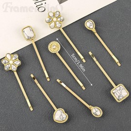 Framendino, 8 Pack Turquoise Bobby Pins Metal Hair Clips Decorative Western Headpieces for Women White