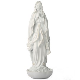 BC - Estatua católica de Nuestra Señora de Lourdes, figura blanca de la Virgen María, soporte para rosario de mesa, regalo religioso, escultura renacentista clásica hecha a mano por Buildclassic